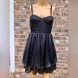 Late Y2K Black Preppy Goth Ruffle Tier Babydoll Dress